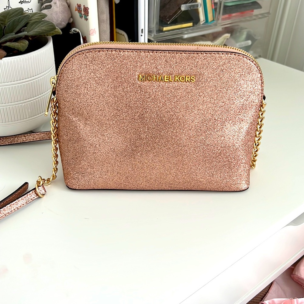 Micheal kors crossbody bag glitter rose pink and gold